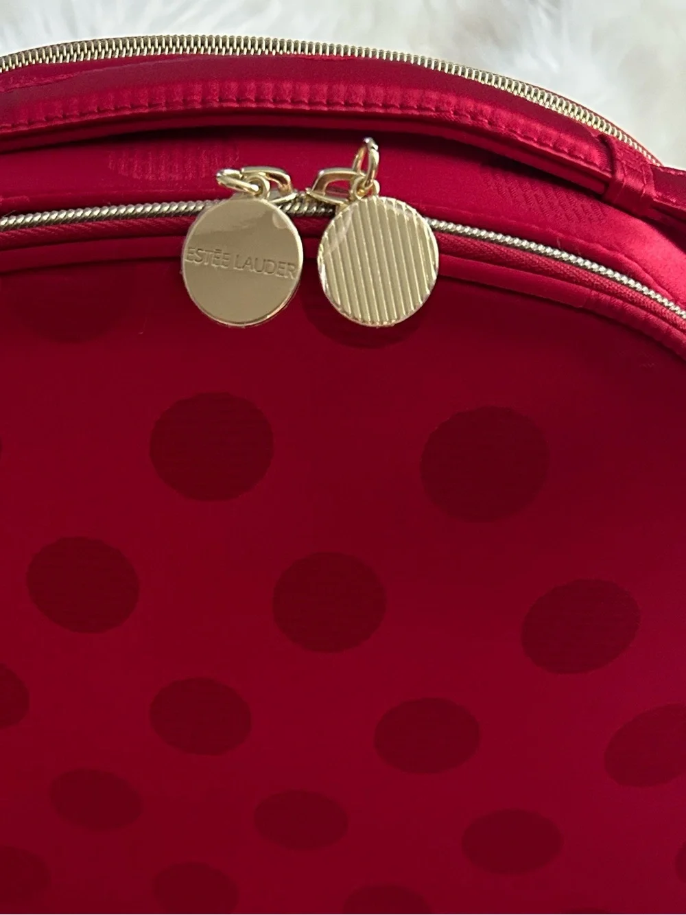 Estée Lauder Limited Edition Red Polka Dot Train Case Cosmetic Bag